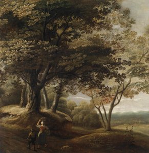 Paysage boisé avec des promeneurs - Attributed to Lucas Achtschellinck